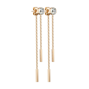 Boucles doreilles or rose avec cristal et pendentif