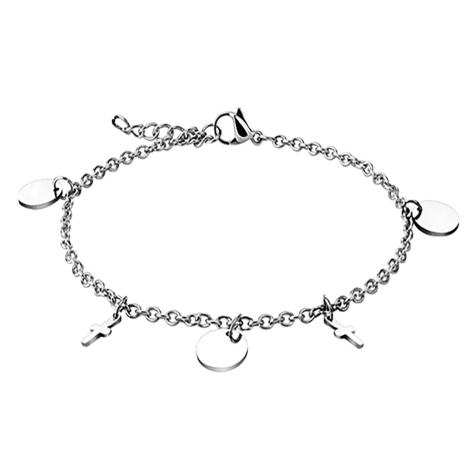 Kette silber mit runden Scheiben und Kreuz