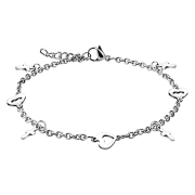 Kette silber mit Herzen und Kreuz