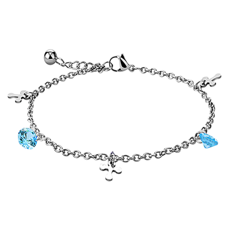 Chaîne argent avec croix et cristal aqua