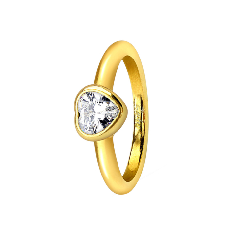 Bague plaquée or avec cristal de cœur
