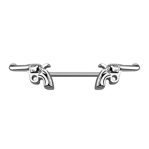 Barbell argent avec deux revolvers