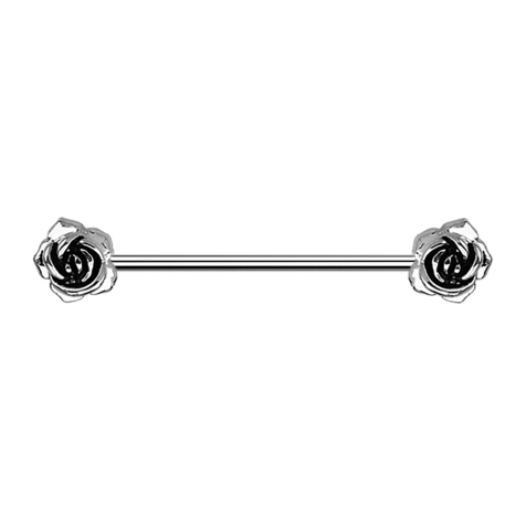 Barbell argent avec deux roses