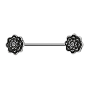 Barbell argent avec deux roses noires
