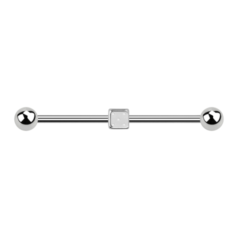 Barbell argent cube avec deux boules