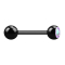 Barbell noir avec boule et cristal multicolore