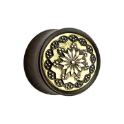 Ebony tribal flower flared plug