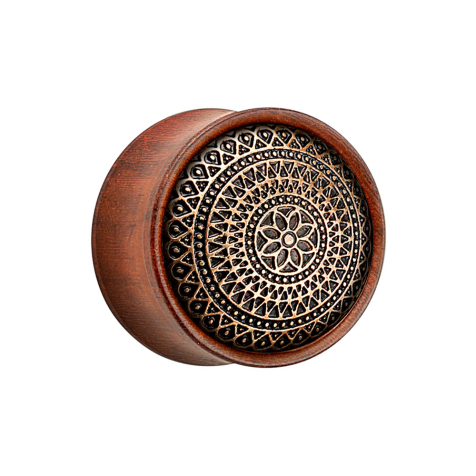 Flared Plug en bois de rose motif grille