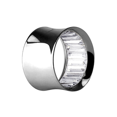 Flared tunnel silver with crystals inside silver