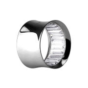 Flared tunnel silver with crystals inside silver