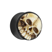 Flared plug made from water buffalo horn 3D skull made...