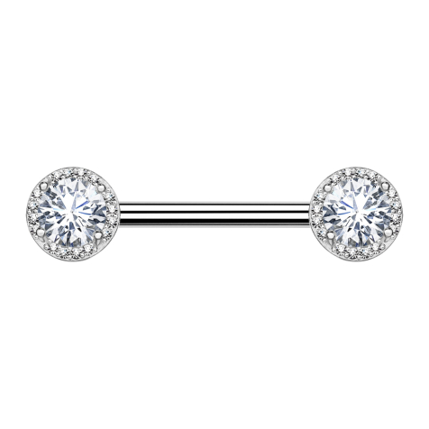 Barbell argent cristal serti de cristaux