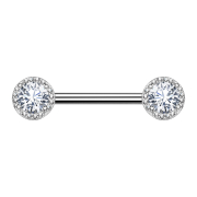 Barbell silver crystal set with crystals