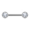 Barbell argent cristal serti de cristaux