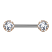 Barbell en or rose serti de cristaux