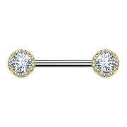 Barbell en or 14k serti de cristaux