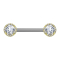 Barbell en or 14k serti de cristaux