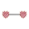 Barbell rose gold crystal paved heart pink