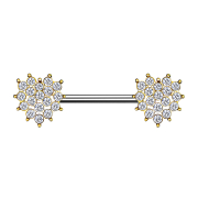Barbell in argento placcato oro 14 carati con cuore in...