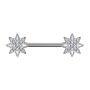 Barbell argent étoile avec cristal
