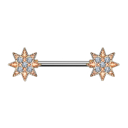 Barbell plaqué or 14k étoile avec cristal