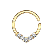 Micro piercing ring 14k gold-plated round with crystals