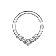 Micro piercing ring silver round with crystals