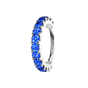 Micro piercing anneau argent arc de cristal bleu...