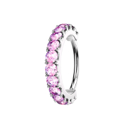Anello micro piercing argento cristallo fiocco rosa