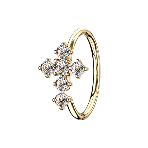 Micro piercing ring 14k gold-plated cross silver
