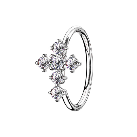 Micro piercing ring silver cross silver