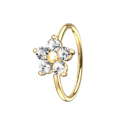 Anello micro piercing in argento placcato oro 14k con...