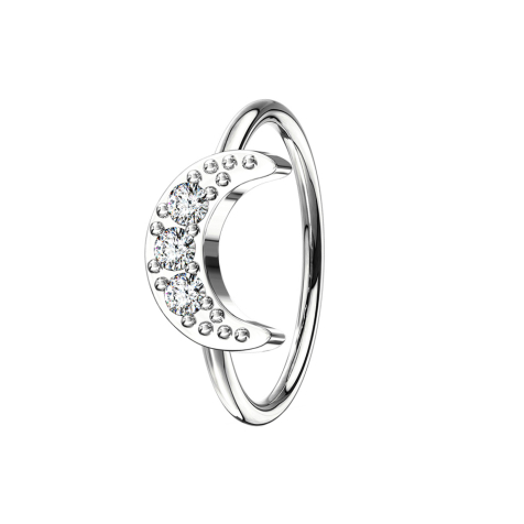 Micro piercing ring silver half moon