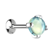 Micro UFO labret internal thread silver jade stone