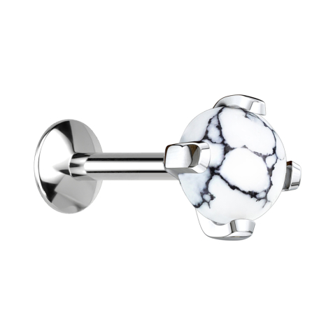 Micro UFO Labret Innengewinde silber Howlith Stein