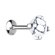 Micro UFO Labret Innengewinde silber Howlith Stein