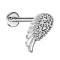 Micro labret internal thread silver angel wings