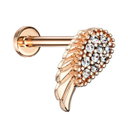 Micro labret internal thread rose gold angel wings