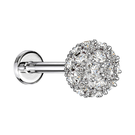Micro Labret Innengewinde silber multi Kristallkugel