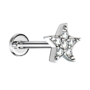 Micro Labret Innengewinde silber Stern Kristall silber
