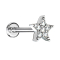 Micro labret femelle argenté étoile cristal argenté