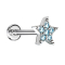 Micro labret internal thread silver star crystal aqua