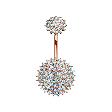 Banana female thread rose gold crystal paved shield