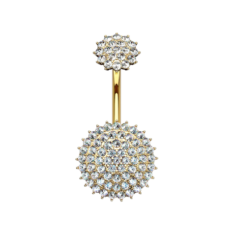 Filetto interno a banana Scudo in cristallo placcato oro 14k