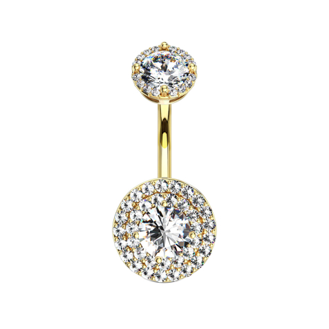 Banane femelle 14k doré double cristal pavé