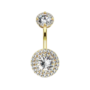 Banane femelle 14k doré double cristal pavé