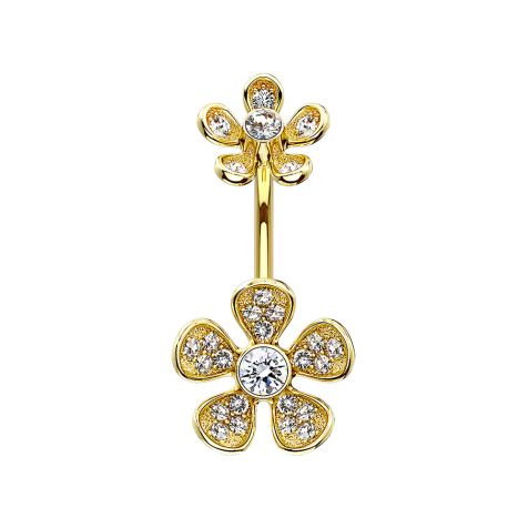 Banane femelle 14k doré double fleur