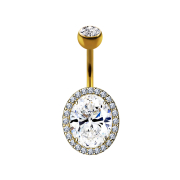 Banana 14k gold-plated Paved shield oval