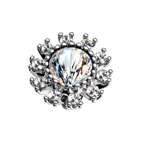 Dermal Anchor argent double cristal pavé argent