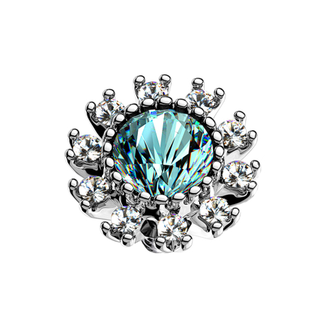 Dermal Anchor silber doppel Kristall gepflastert aqua